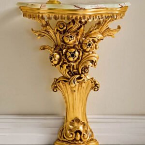 Baroque Gold Leaf Console Table with Mirror Set - Image 2