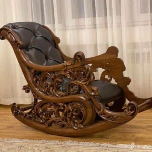 Teak Rocking Chair with Curved Backrest – Natural Finish