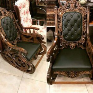 Vintage Teak Rocking Chair – Ornamental Arms & Legs