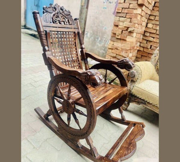 Avani Teak Wood Rocking Chair – Slatted Back