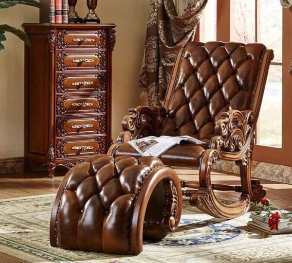 Slatted Teak Rocking Chair with Wide Seat