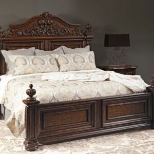 Grand Baroque Carved Oak Panel Bed – King Size
