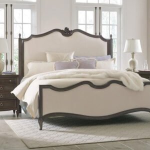 Château Camille Curved Panel Bedroom Set – Espresso & Ivory Linen