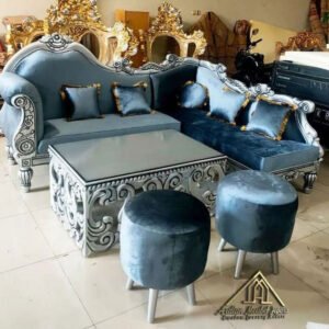 Imperial Luxe Velvet Carved Sectional Sofa Set