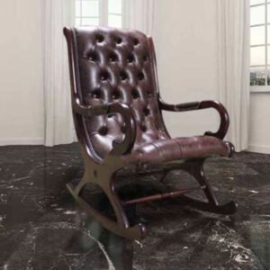 Sculpted Teak Rocking Chair with Carved Headrest