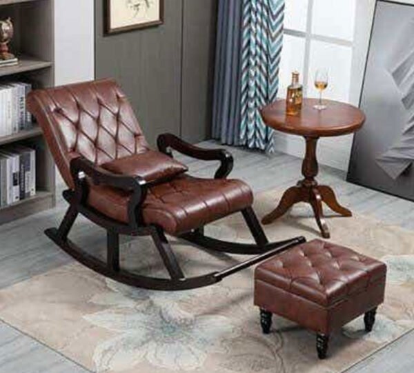 Modern Teak Rocking Chair – Wide Armrests
