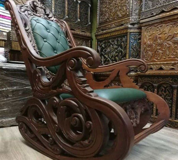 Teak Rocking Chair with Contoured Seat Slats