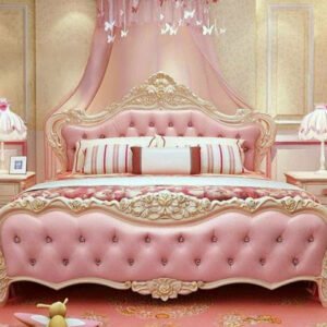 Royal Pink Princess Teak Wood Bed