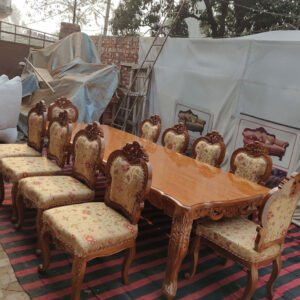 Grand 10-Seater Dining Set – Carved Teak Wood