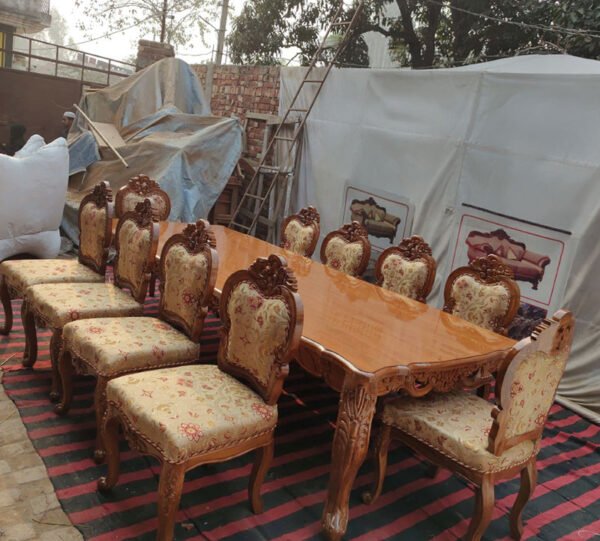 Grand 10-Seater Dining Set – Carved Teak Wood