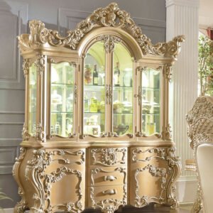 Baroque Glass Display Cabinet – Metallic Gold Finish