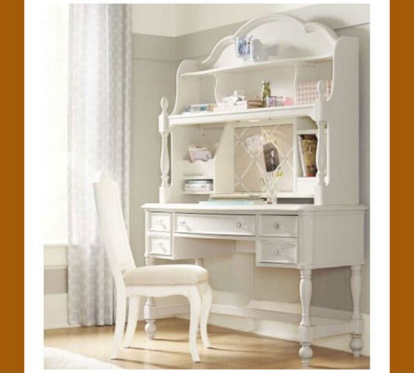Classic Study Desk with Hutch – Antique White