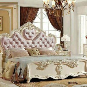 Heart Crown Royal Bed – Velvet Pink Upholstery