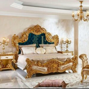Sultan Royal Bed – Gold Leaf & Velvet Royal Blue