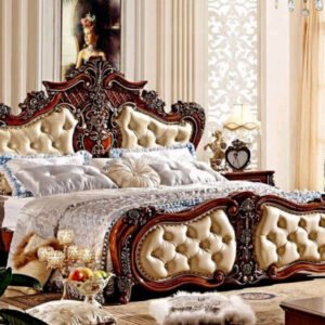 Emperor Teak Bed – High Back Baroque Panel